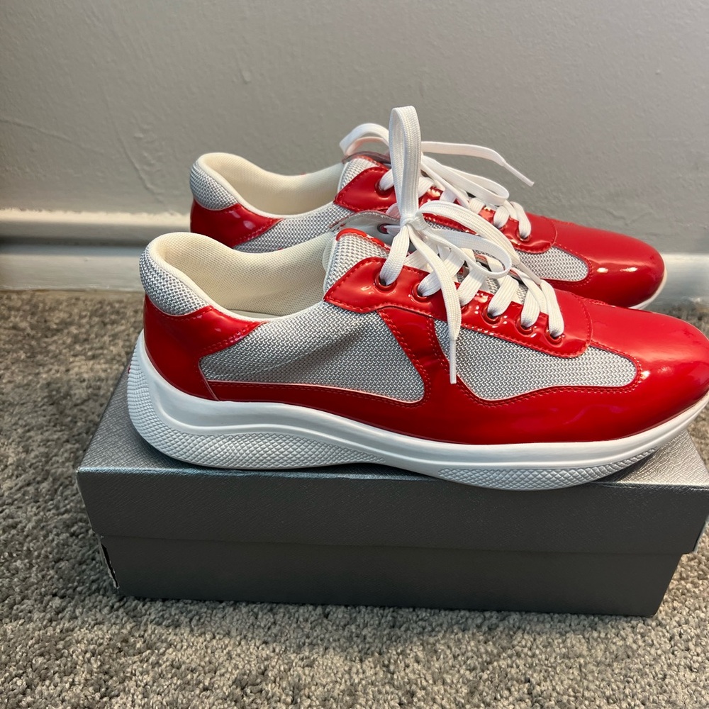 Red and White Sneakers